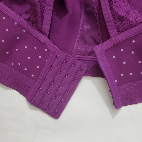 NWT Cacique Bra 50DDD 50F Unlined Full Coverage No-Wire Purple Polka Dot Comfy - Picture 9 of 12